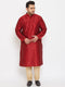 Vastramay Men's Plus Size Maroon Silk Blend Kurta Pyjama Set